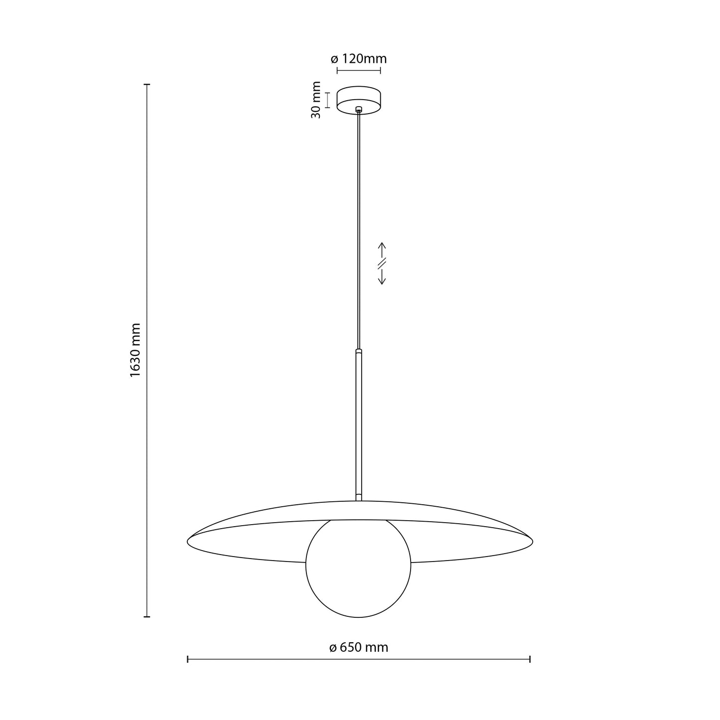 SLATE Mid-Century Modern Wide Dome Pendant Light for Kitchen Island & Dining Table