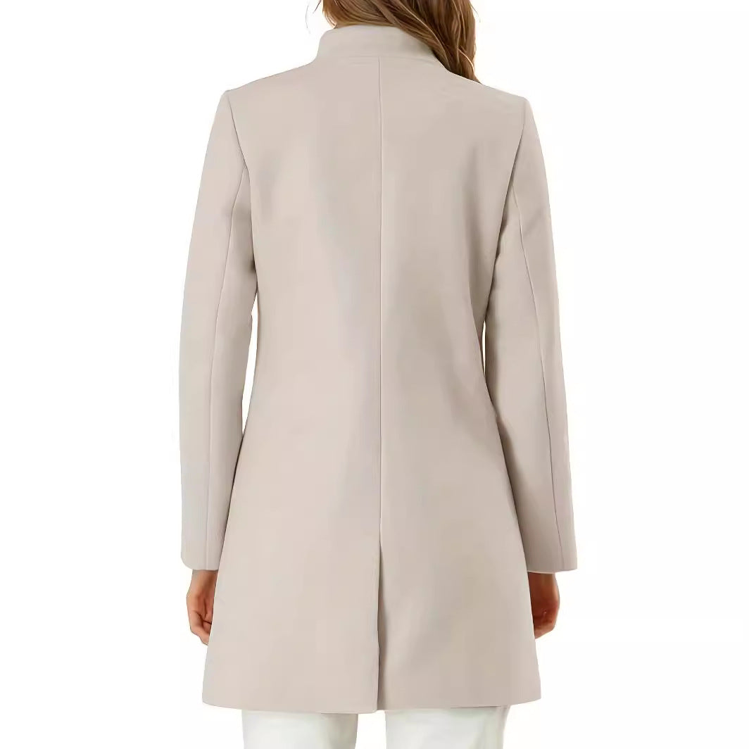 Women’s Solid Color Winter Coat – Casual Warm Long Sleeve Autumn & Winter Jacket