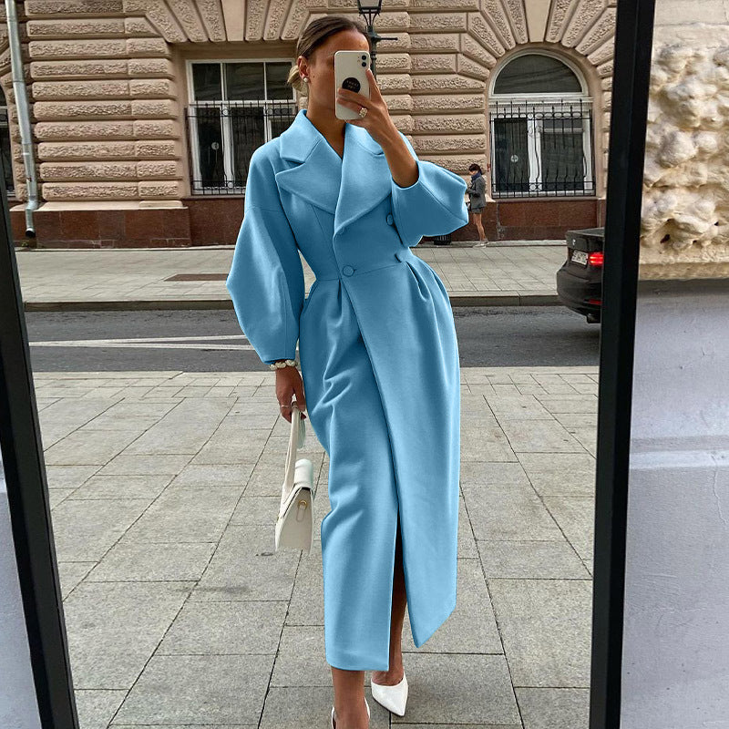 Women’s Vintage Lantern Sleeve Jacket – Oversized Lapel Collar Elegant Casual Coat