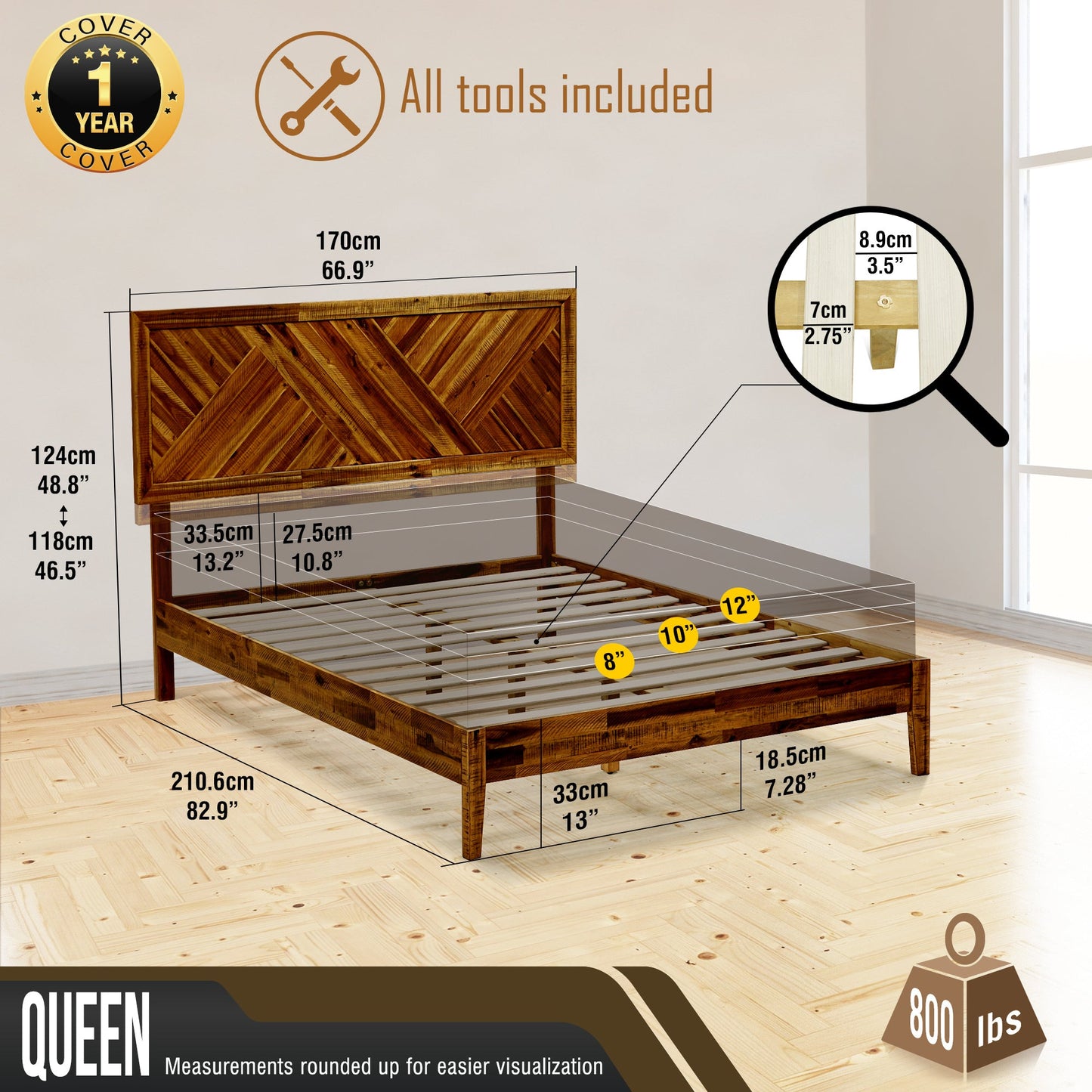 Sierra Deluxe Solid Wood Bed Frame