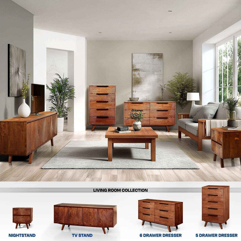 Harmony Solid Wood Dresser with 6 Drawers