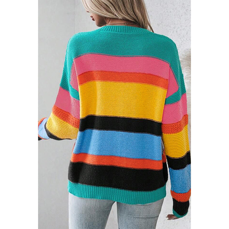 Women’s Retro Drop-Shoulder Sweater – Round Neck Casual Loose-Fit Pullover