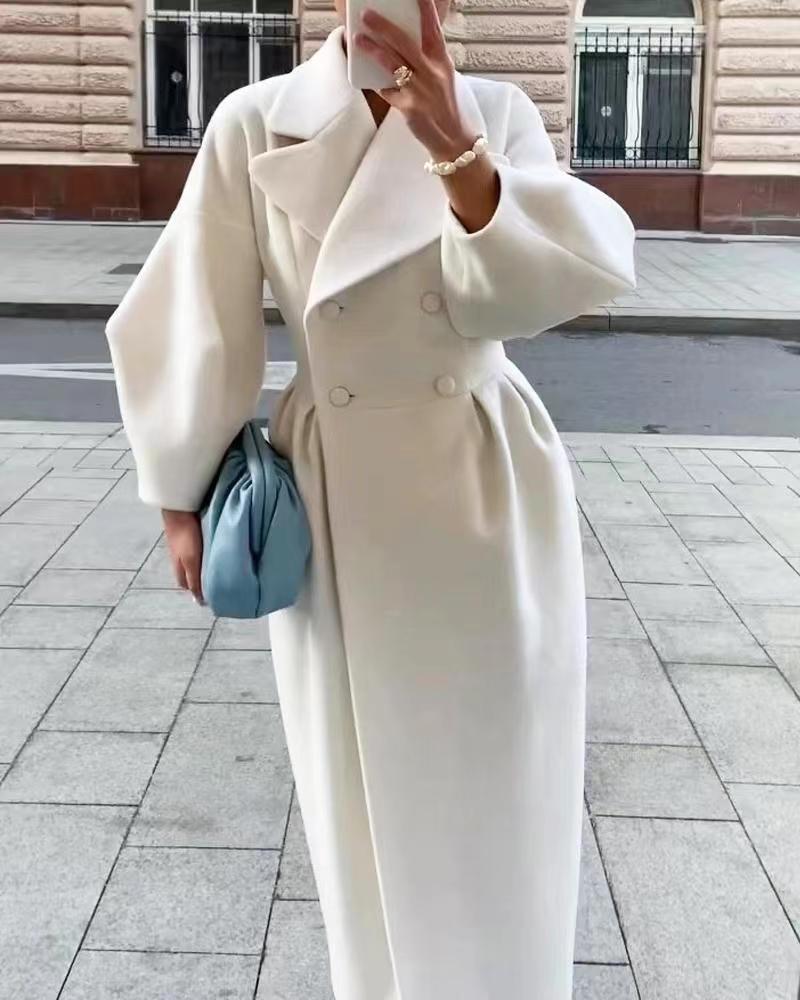 Women’s Vintage Lantern Sleeve Jacket – Oversized Lapel Collar Elegant Casual Coat