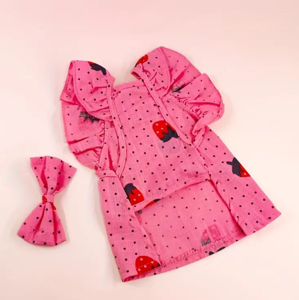 Strawberry Baby Dog Dress | Fruit Print Dog Outfit
