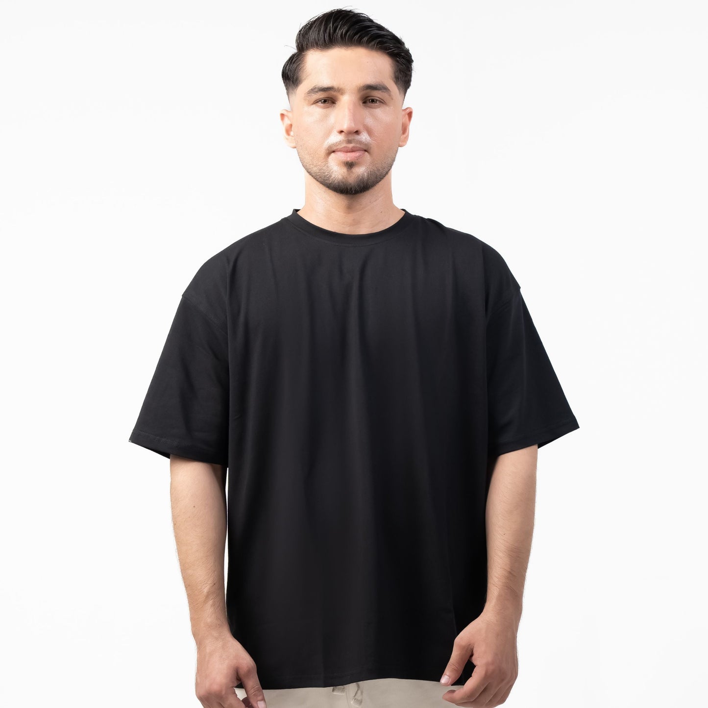 WOLFMODE_77 OVERSIZED TEE — WAR BLACK