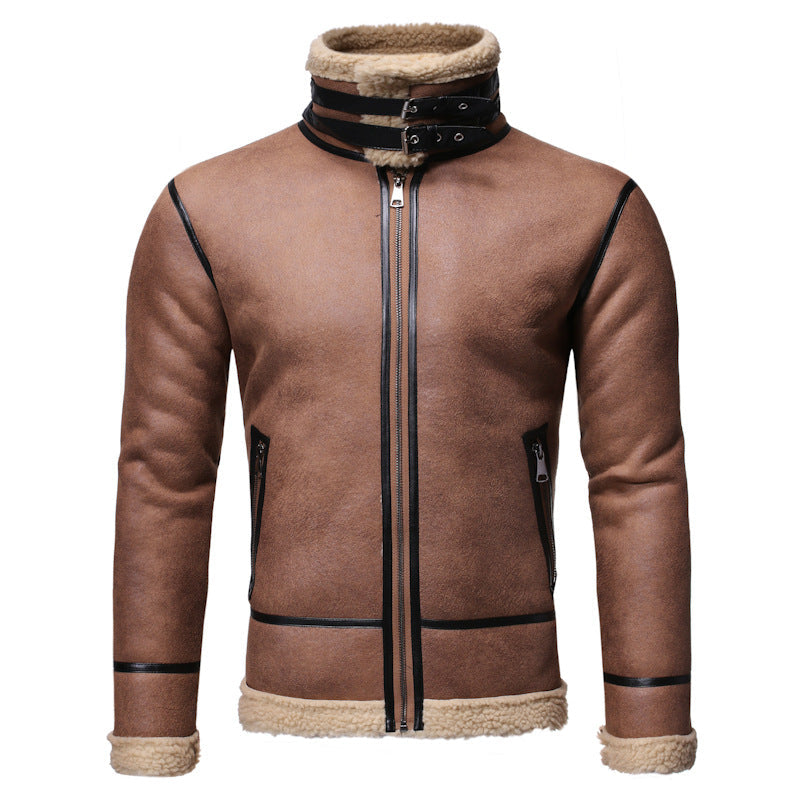 Men’s Leather Biker Jacket – Classic Motorcycle Motorcycle-Style Leather Coat for Casual Wear