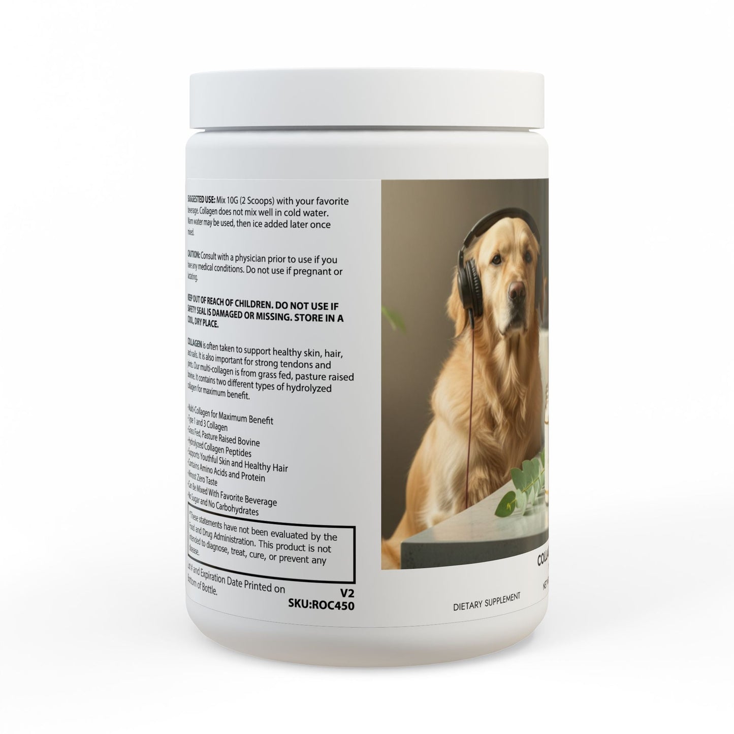 Goldie & Frenchie Collagen Peptides Type I & III Supplement (350g, 12.3oz)