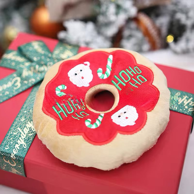 Holiday Doughnut Plush Toy Set for Dogs – Festive Dog Toy Set