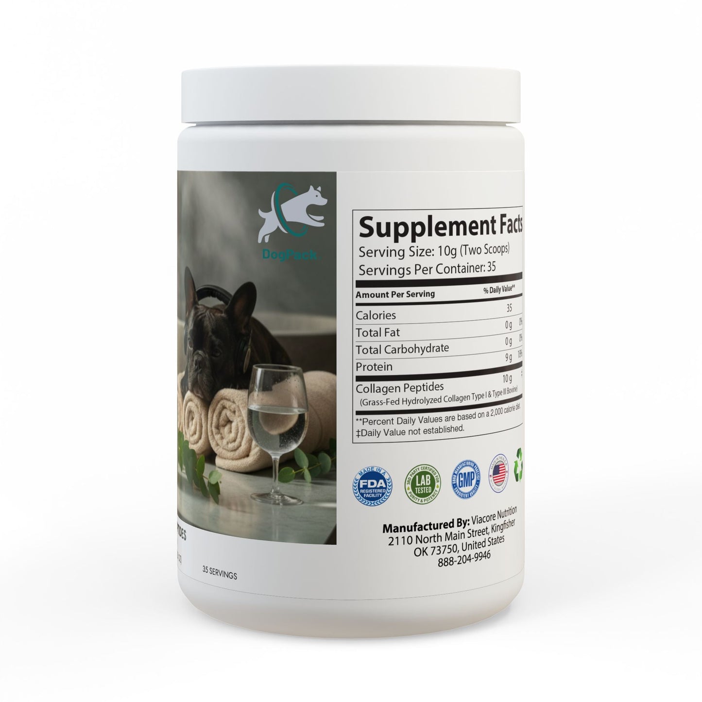 Goldie & Frenchie Collagen Peptides Type I & III Supplement (350g, 12.3oz)