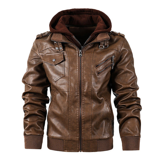Men's Motorcycle-Style PU Leather Jacket