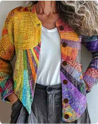 Women's Printed 3D-Effect Knitted Cardigan Coat