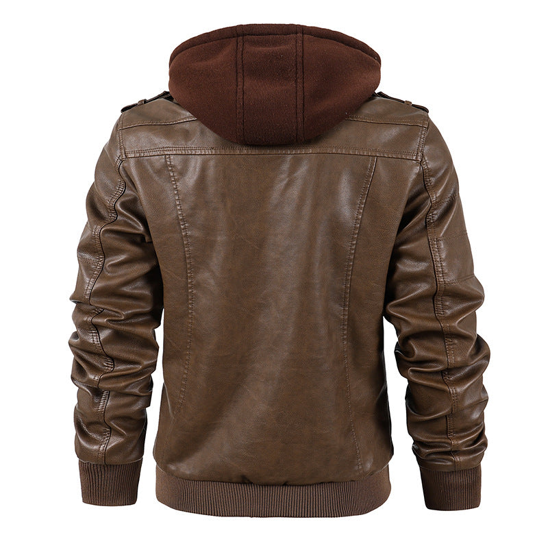Men's Motorcycle-Style PU Leather Jacket