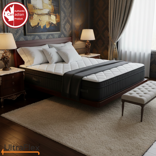 UltraFlex® Opulence Mattress and BoxSpring Set Medium Firm Orthopedic Hybrid Mattress – Canadian-Made Advanced Cooling Gel & Pocket Coil System for Undisturbed Sleep & Edge-to-Edge Support