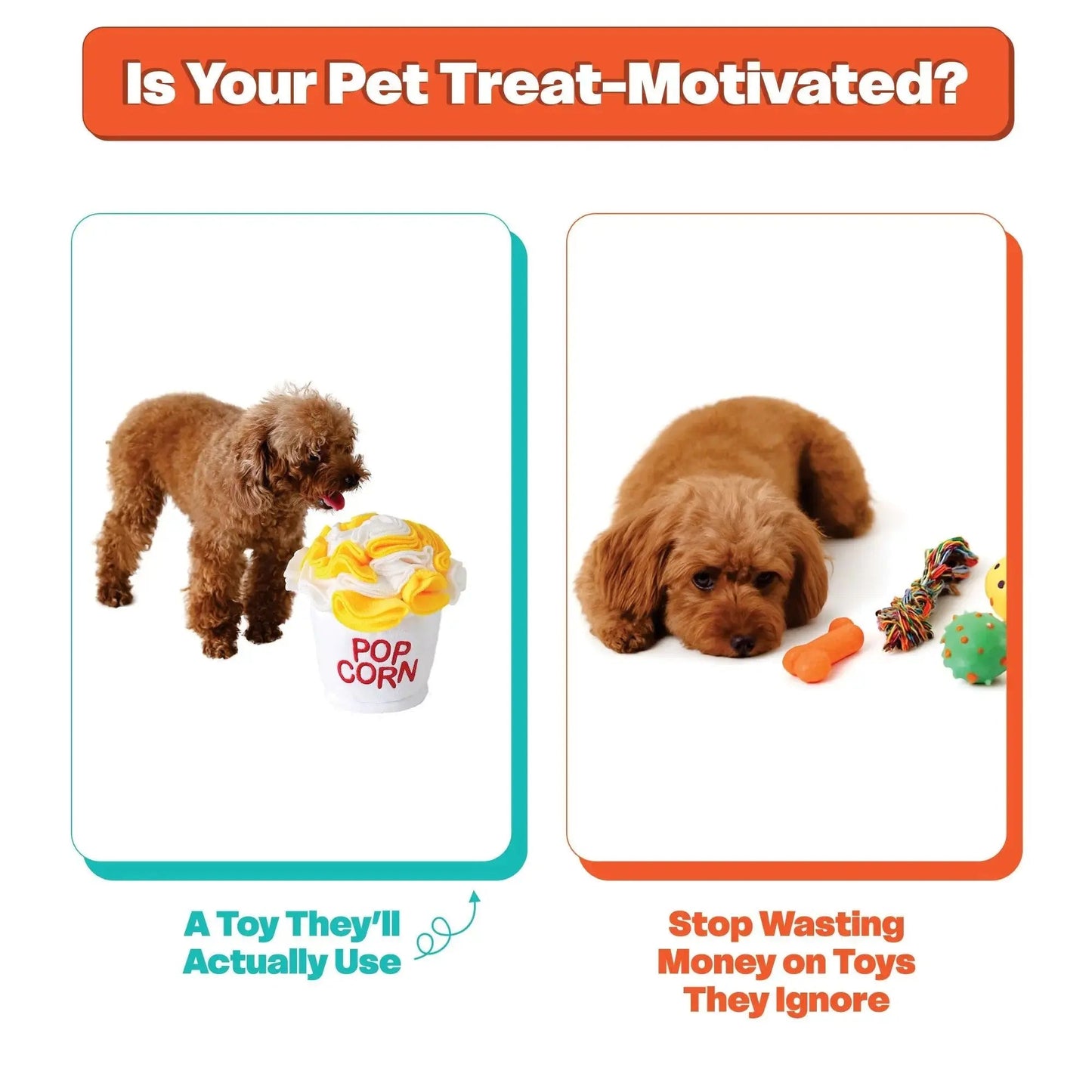 Crinkly Popcorn Snuffle Toy - Great Enrichment for Dogs & Small Pets