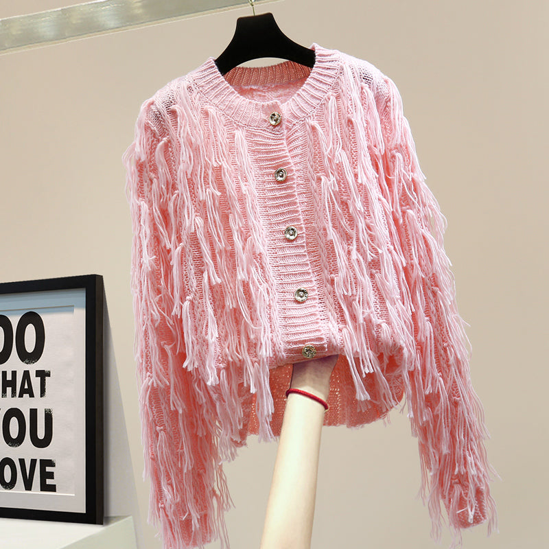 Women’s Long-Sleeve Wool Cardigan Sweater – Solid Color Button-Front Knit Jacket