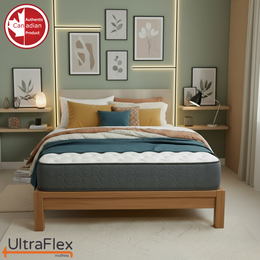 UltraFlex® HERCULES Mattress and BoxSpring Set Firm Orthopedic Mattress – Cooling Gel, High-Density Soy Foam, Spinal Care | CertiPUR-US® | Made in Canada