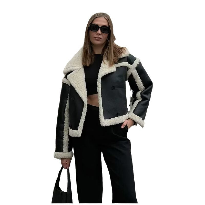 Women's Loose Lamb Wool Short Coat