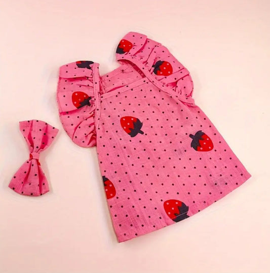 Strawberry Baby Dog Dress | Fruit Print Dog Outfit