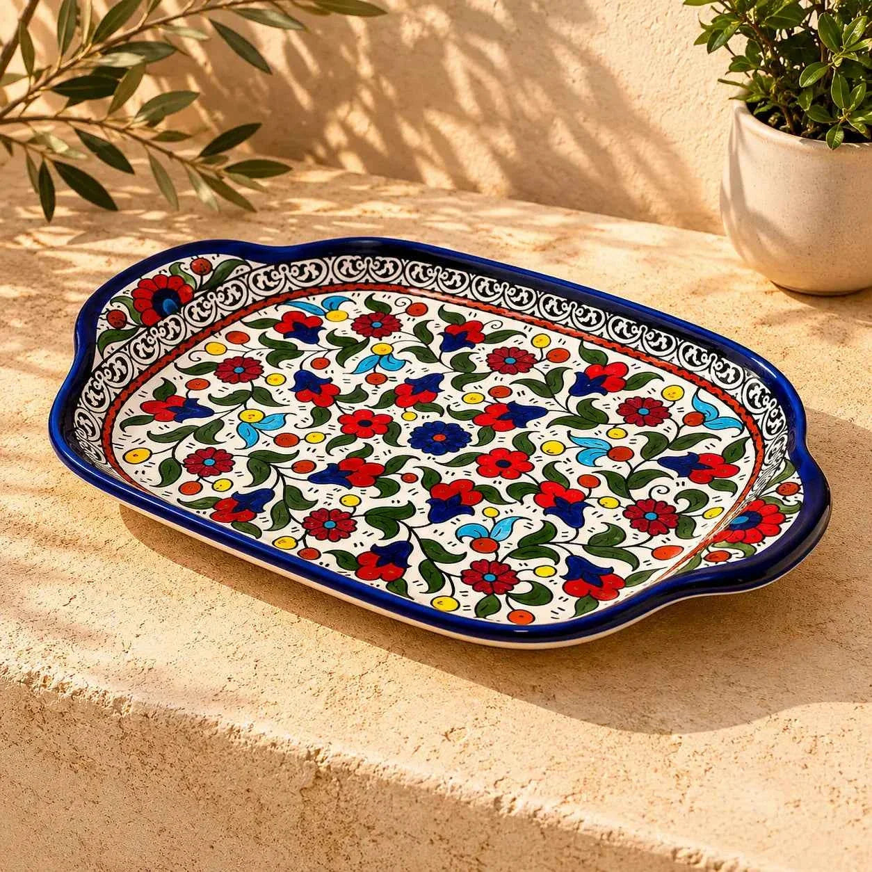 Handmade Ceramic Serving Plate - Elegant Palestinian Kitchen Tableware