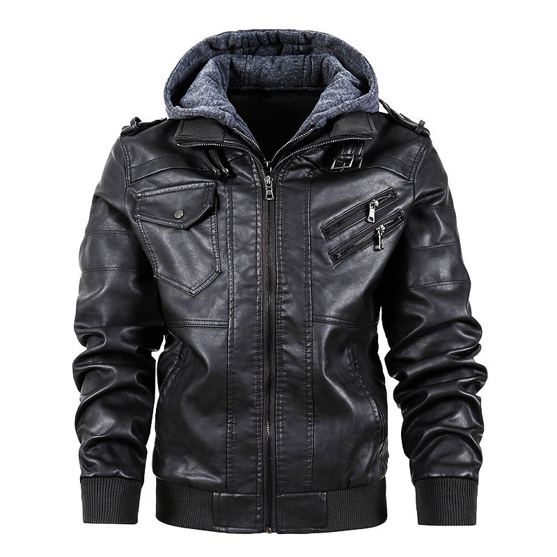 Men's Motorcycle-Style PU Leather Jacket
