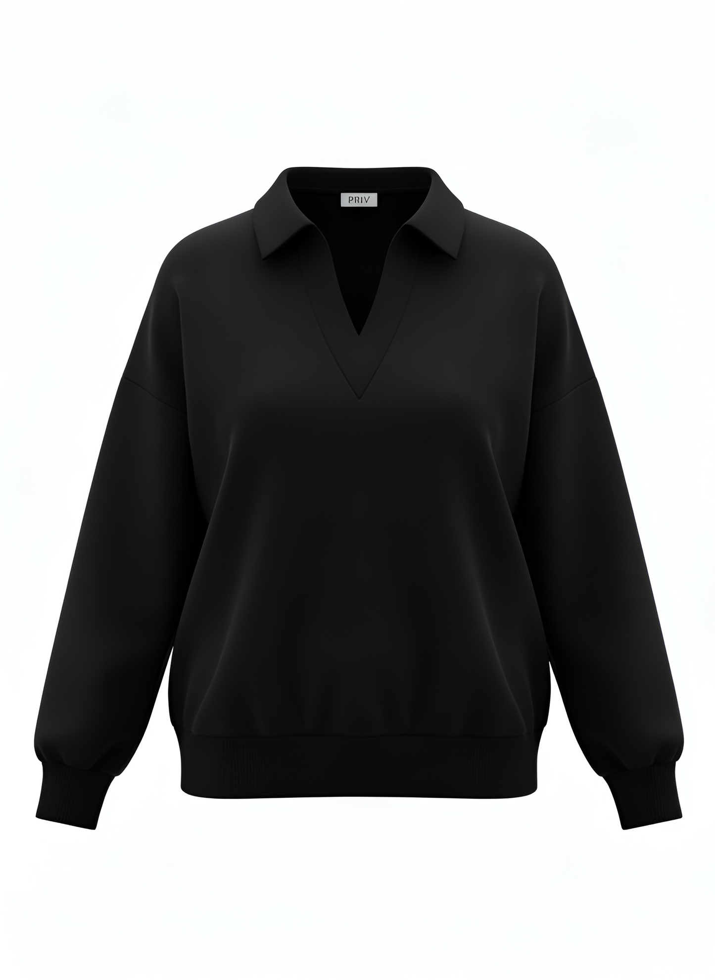 Ella Luxeflow - Long Sleeve Polo In Black