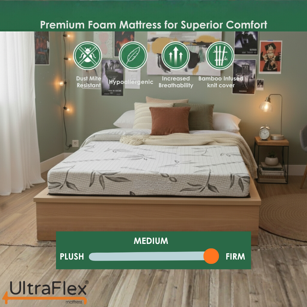 UltraFlex® ATLAS Canadian Made Firm Reversible Foam Mattress – Cooling Gel Infused High-Density Foam with Breathable Bamboo Cover – CertiPUR-US® Certified for Superior Comfort & Support