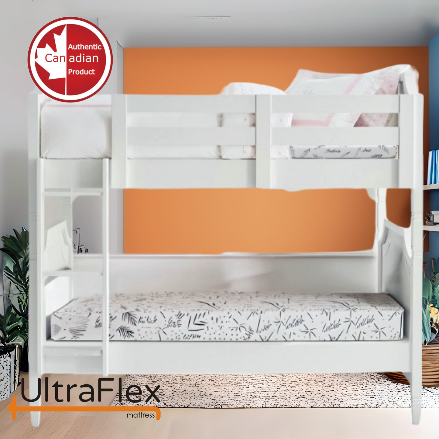 UltraFlex® SleepTight – Mattress and BoxSpring Set Canadian Made- Gel Memory Foam Mattress | CertiPUR-US® Certified, Cooling, Pressure Relief, Medium Firm, Fiberglass-Free, Bamboo Cover | Ideal for Bunk Beds, RVs & All Frames | Spinal Support