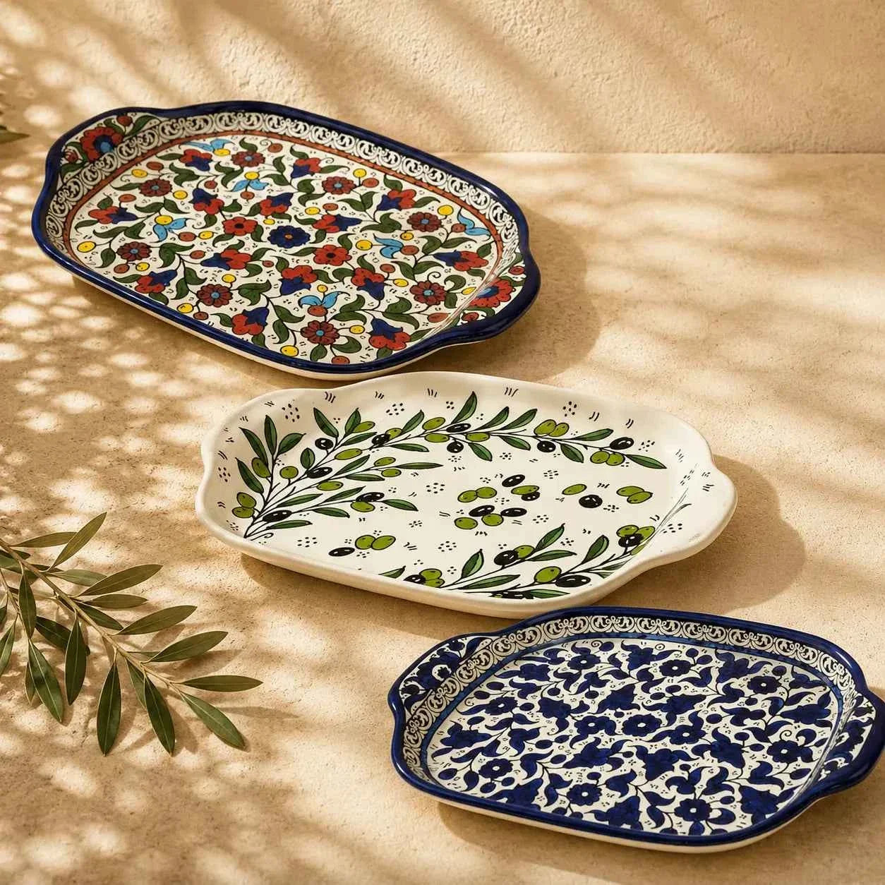 Handmade Ceramic Serving Plate - Elegant Palestinian Kitchen Tableware
