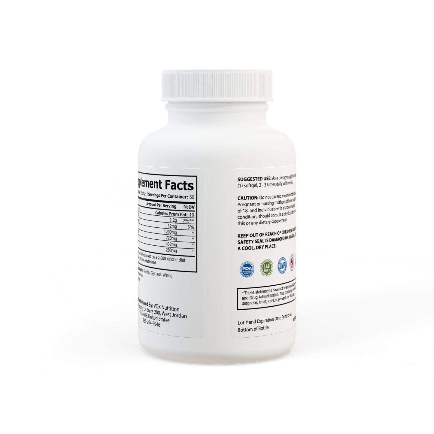 Goldie & Frenchie Omega 3 Fish Oil Supplement for Humans (60 Softgels)
