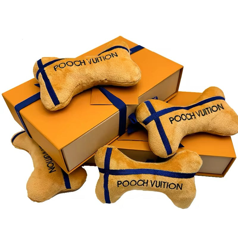 Pooch Vuition Dog Bone Toy | Plush Dog Toy