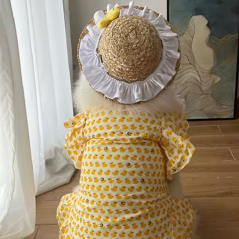Summertime Happiness Dress Set – Luxury Large Breed Dog Dress with Hat