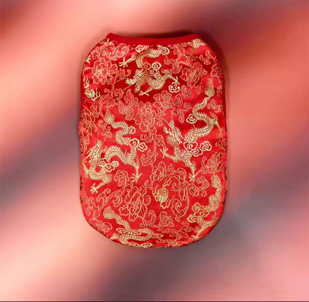 Lucky Bloom Chinese New Year Dog Shirt | Red & Gold Cheongsam-Inspired Top