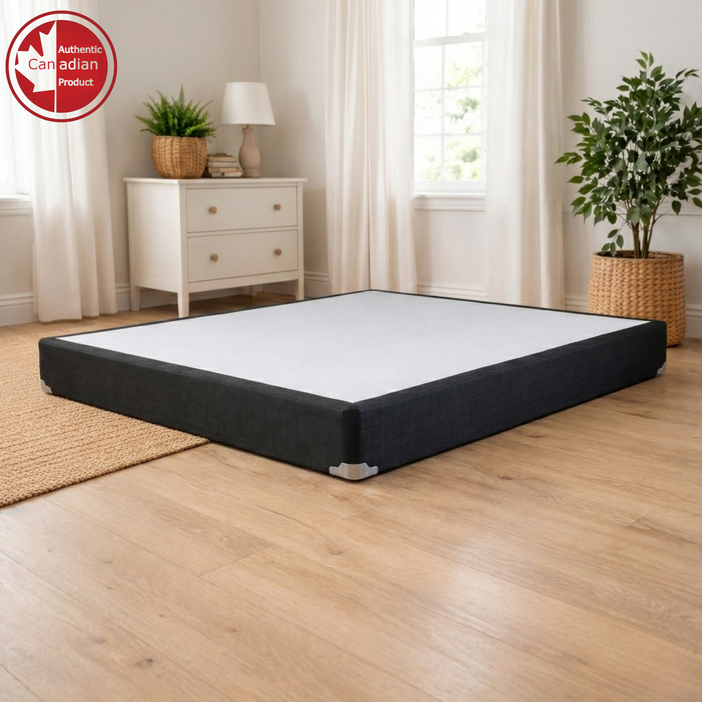 UltraFlex® Premium Solid Wood Box Spring Mattress Foundation 4" Low Profile - Twin, Double, Queen, King | Premium Heavy Duty Mattress Base, No Assembly Required, Compatible with All Mattress Types- Made in Canada