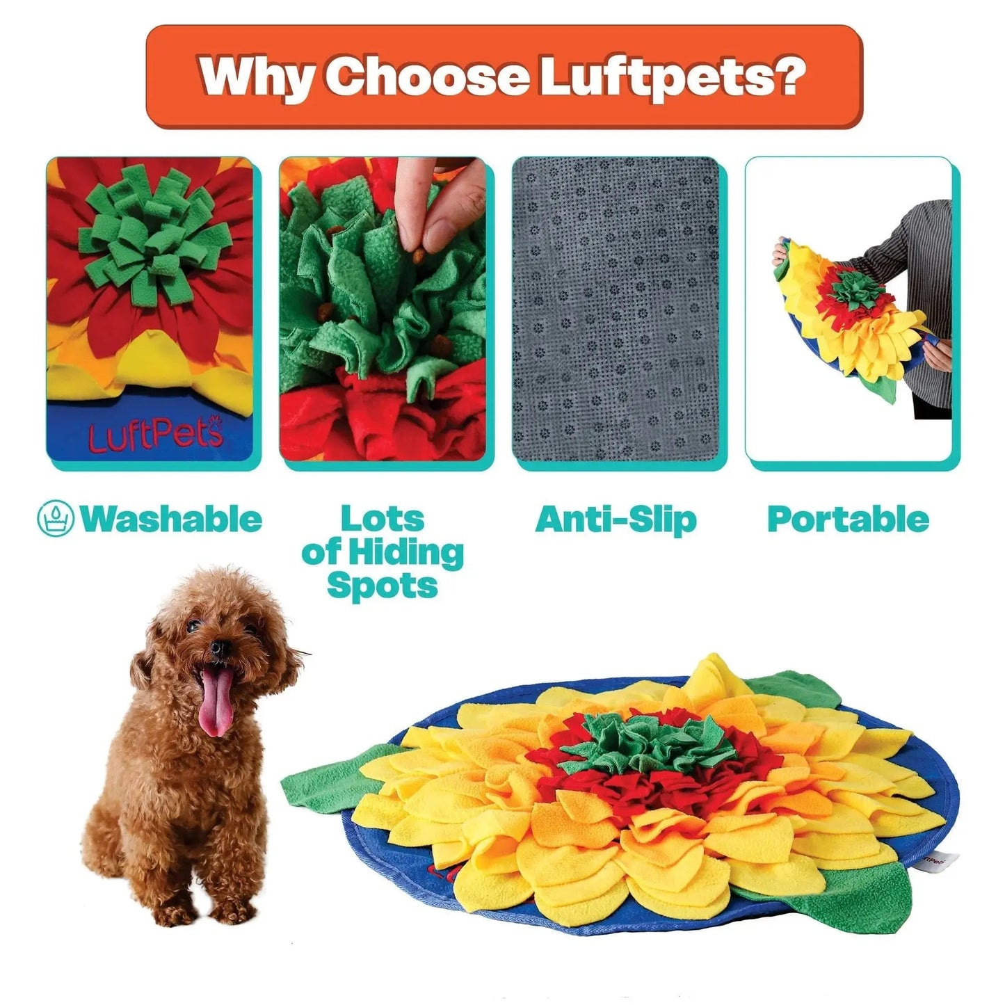 Sunflowerz Snuffle Mat—Soft & Washable- For Dogs, Cats & Rabbits
