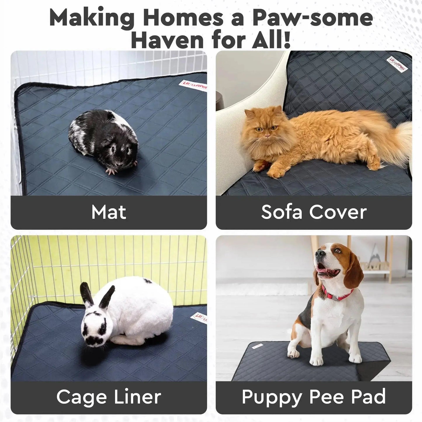 Rabbit & Guinea Pig Cage Liners for MidWest & C&C 2x4 Cages - Washable & Absorbent- Gray
