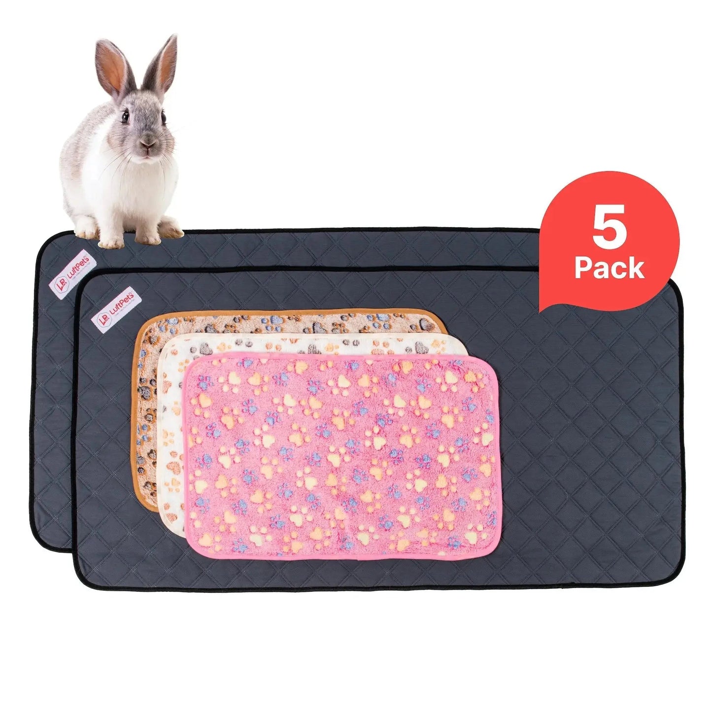 Reusable Rabbit & Guinea Pig Cage Liners  -5-Pcs - for Midwest & C&C 2x4