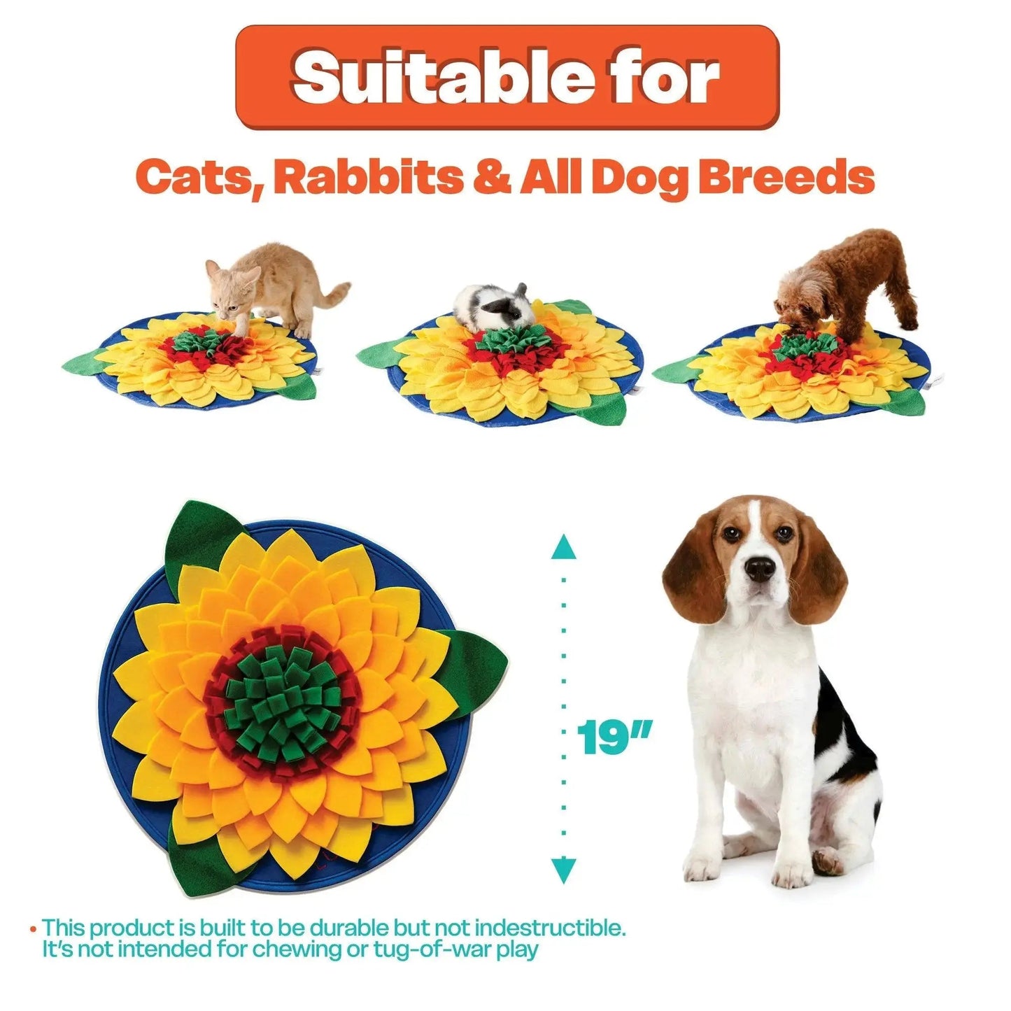 Sunflowerz Snuffle Mat—Soft & Washable- For Dogs, Cats & Rabbits