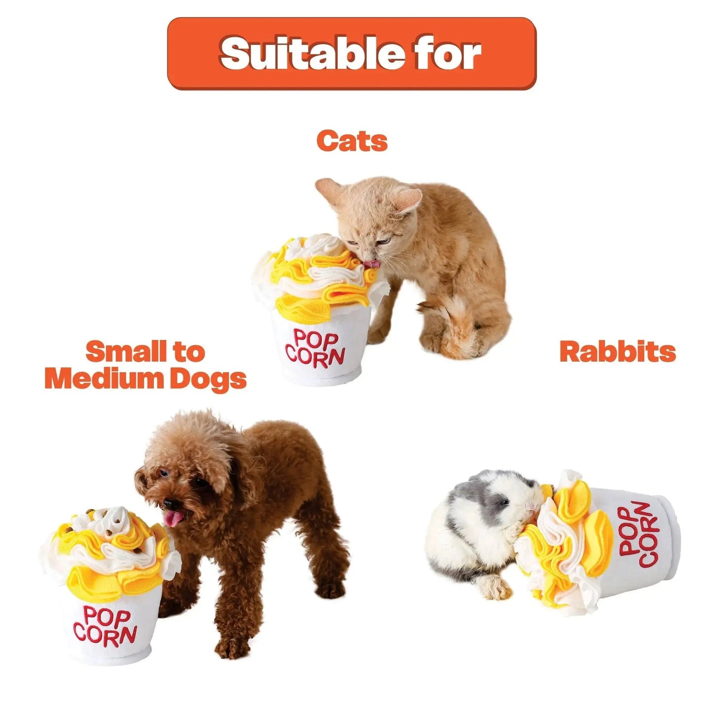 Crinkly Popcorn Snuffle Toy - Great Enrichment for Dogs & Small Pets