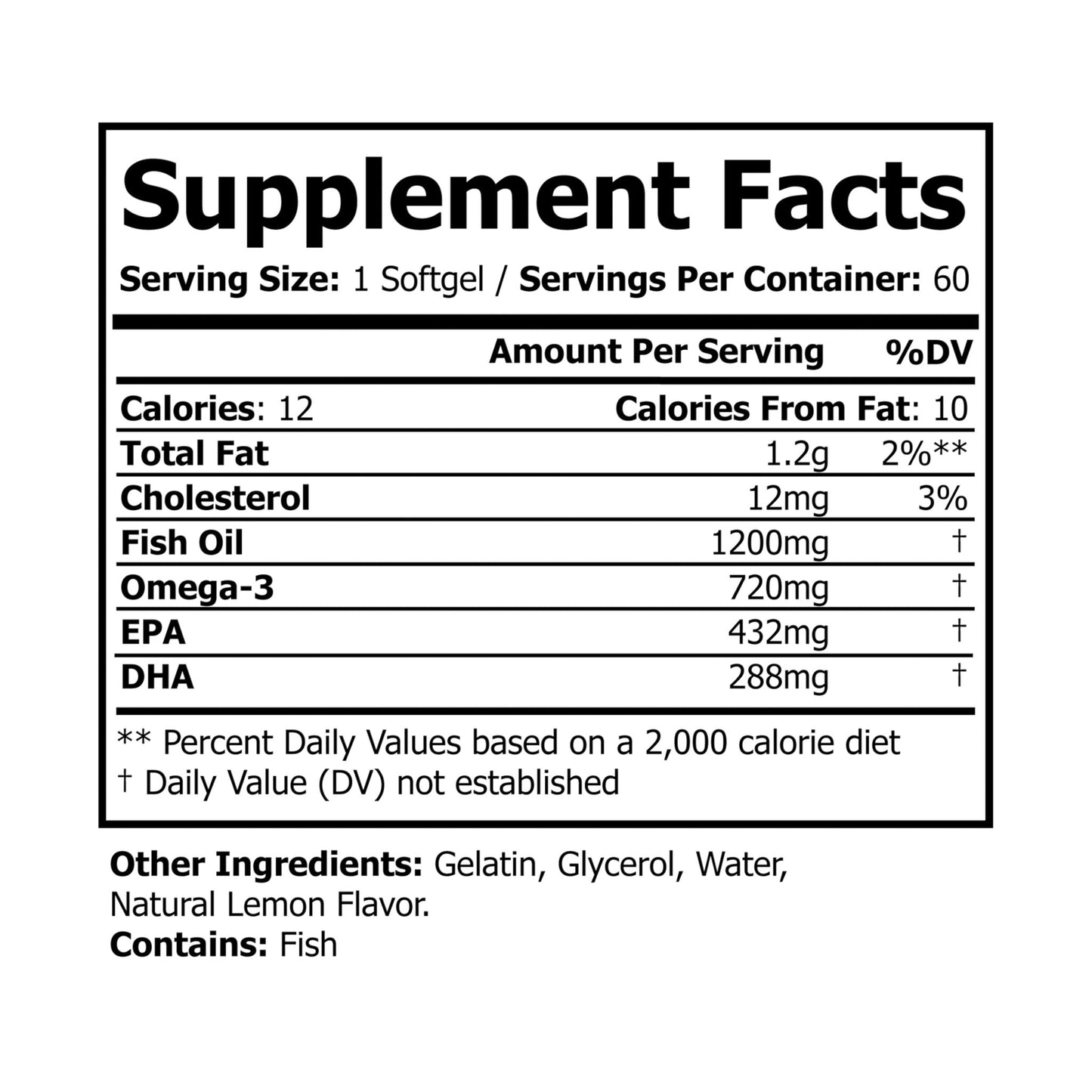 Goldie & Frenchie Omega 3 Fish Oil Supplement for Humans (60 Softgels)