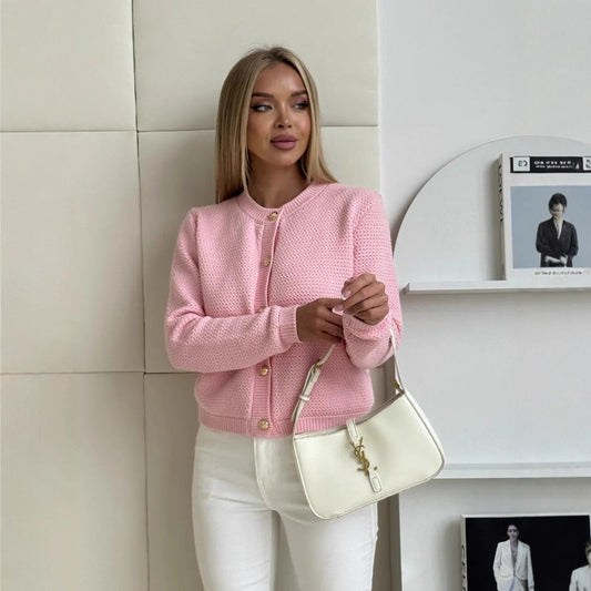 Women’s Slim-Fit Fashion Sweater – Stylish Short Casual Knit Top for Fall & Winter