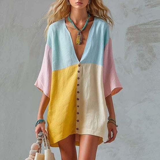 Women’s Loose-Fit Cropped Dress – Casual Relaxed Short Dress for Summer & Everyday Wear