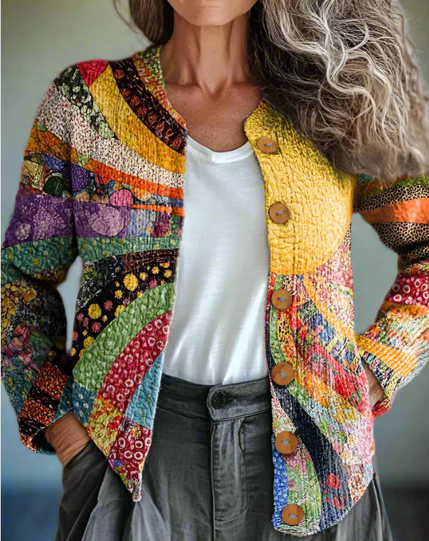 Women's Printed 3D-Effect Knitted Cardigan Coat