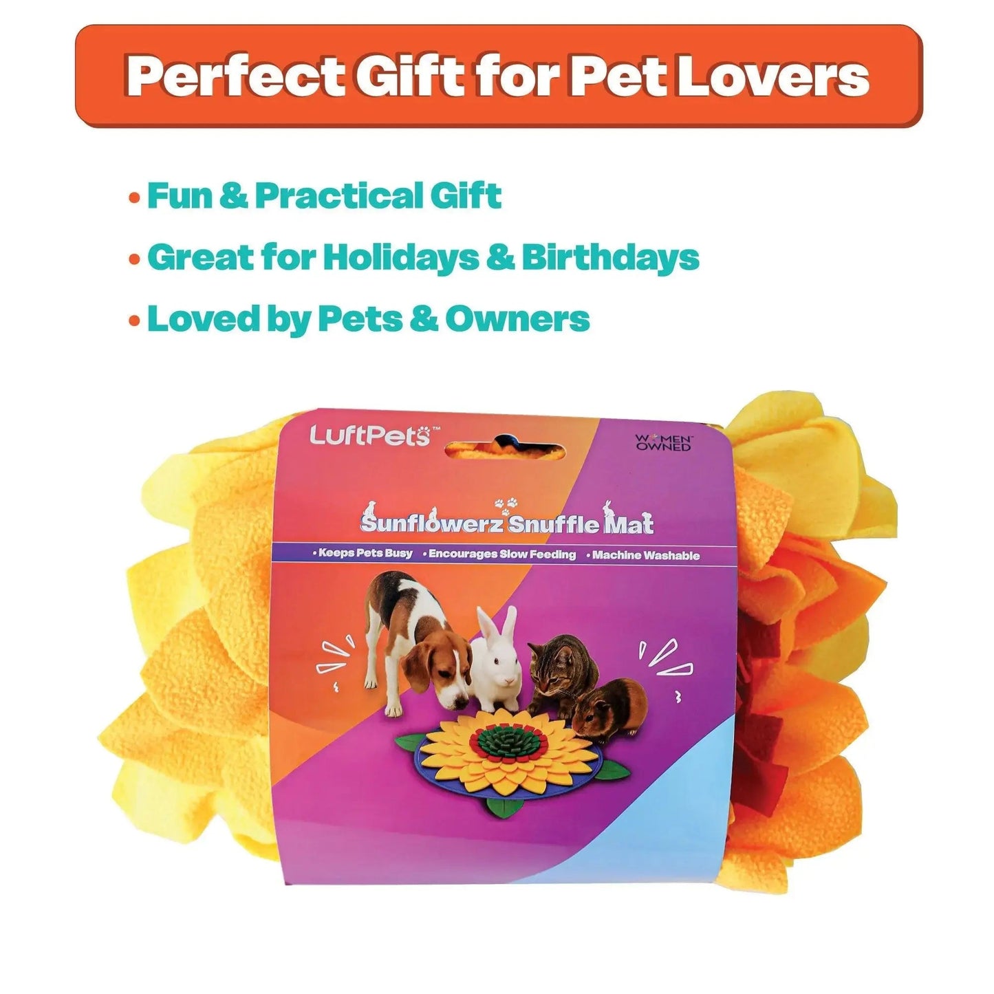Sunflowerz Snuffle Mat—Soft & Washable- For Dogs, Cats & Rabbits