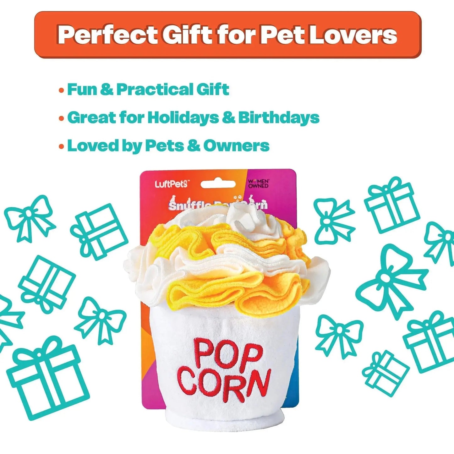 Crinkly Popcorn Snuffle Toy - Great Enrichment for Dogs & Small Pets