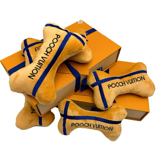 Pooch Vuition Dog Bone Toy | Plush Dog Toy