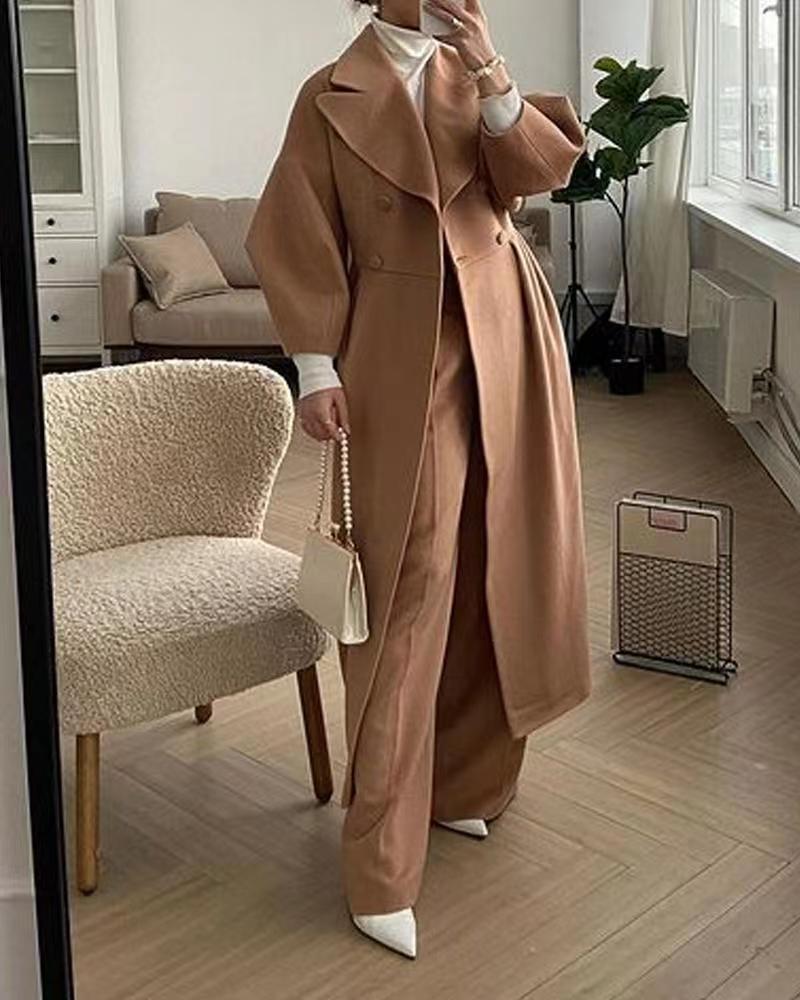 Women’s Vintage Lantern Sleeve Jacket – Oversized Lapel Collar Elegant Casual Coat