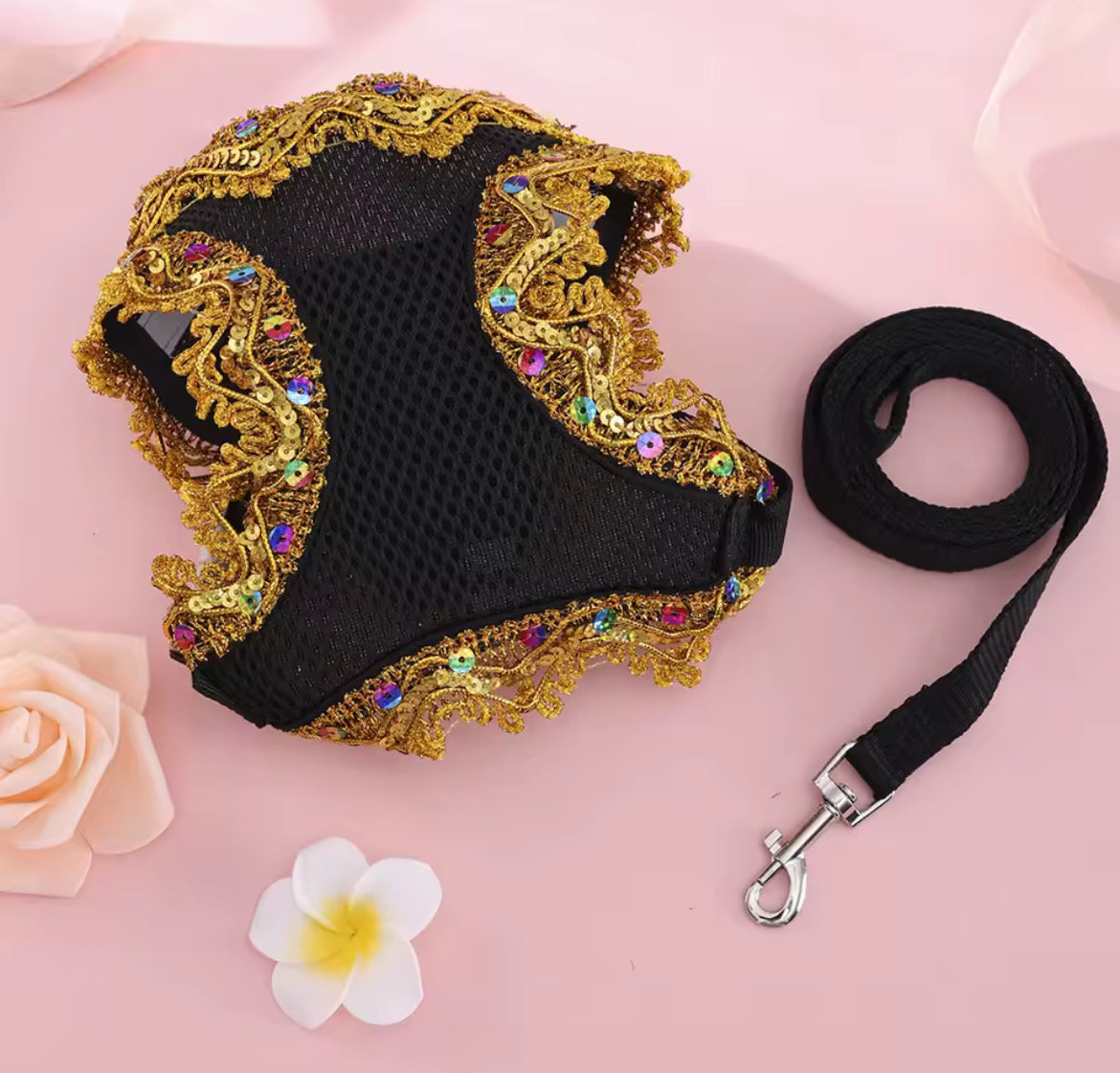Crystal Lace Dog Harness & Leash Set – Luxury Designer Pet Wear