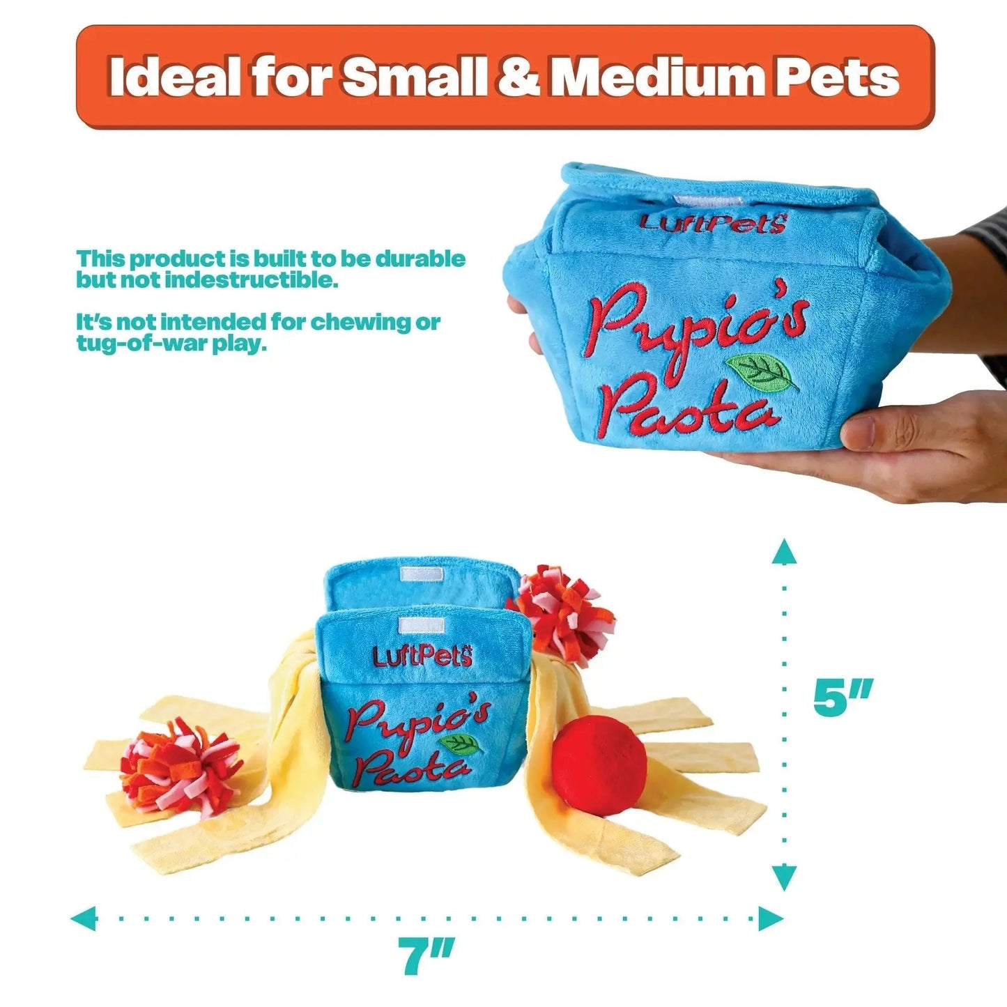 Pupio's Pasta Snuffle Toy —Crinkly & Washable Puzzle for Dogs, Cats, Rabbits, and Small Pets!
