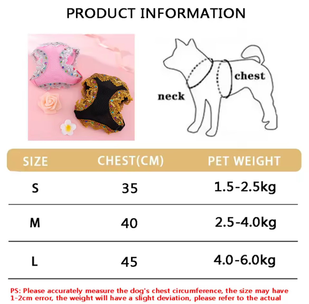 Crystal Lace Dog Harness & Leash Set – Luxury Designer Pet Wear