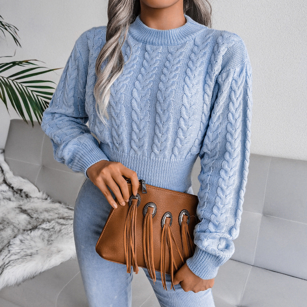 Women’s Autumn Knit Sweater Crop Top – Stylish Cropped Pullover Jumper